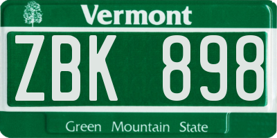 VT license plate ZBK898