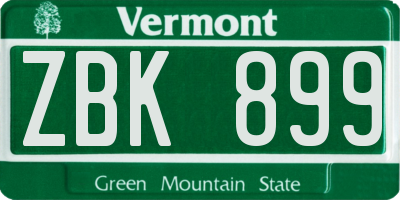 VT license plate ZBK899