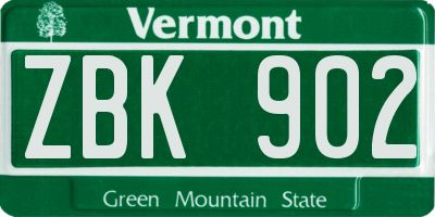 VT license plate ZBK902