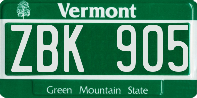 VT license plate ZBK905