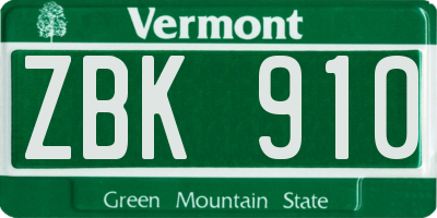 VT license plate ZBK910
