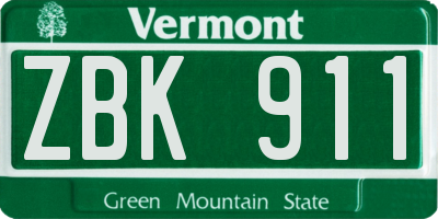 VT license plate ZBK911