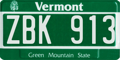 VT license plate ZBK913