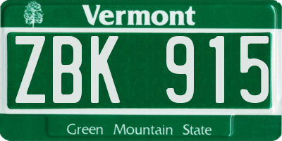 VT license plate ZBK915