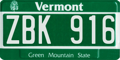 VT license plate ZBK916