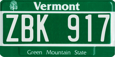 VT license plate ZBK917