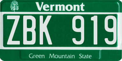 VT license plate ZBK919