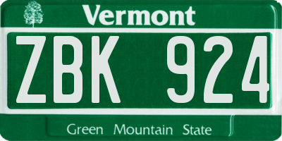 VT license plate ZBK924