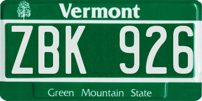 VT license plate ZBK926