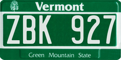 VT license plate ZBK927