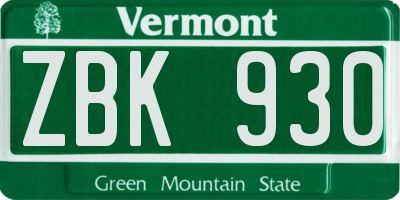 VT license plate ZBK930