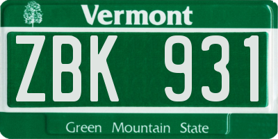 VT license plate ZBK931