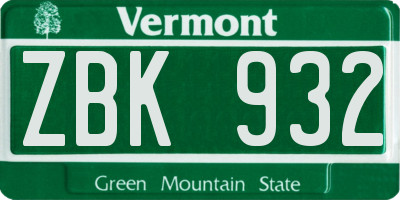 VT license plate ZBK932