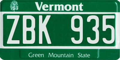 VT license plate ZBK935