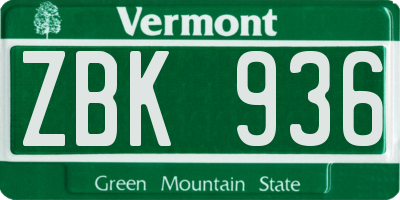VT license plate ZBK936