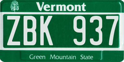 VT license plate ZBK937