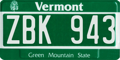 VT license plate ZBK943