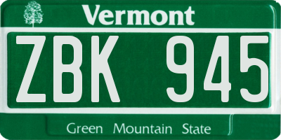 VT license plate ZBK945