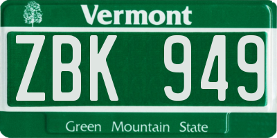 VT license plate ZBK949