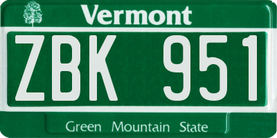 VT license plate ZBK951