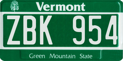 VT license plate ZBK954
