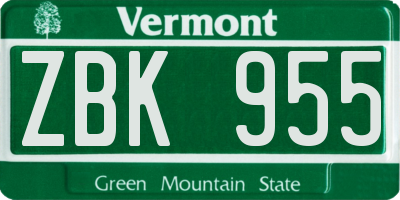 VT license plate ZBK955