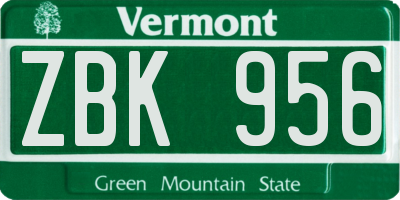 VT license plate ZBK956