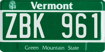 VT license plate ZBK961