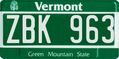 VT license plate ZBK963