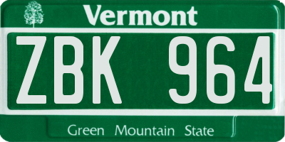 VT license plate ZBK964