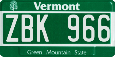 VT license plate ZBK966