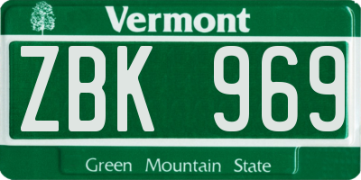 VT license plate ZBK969