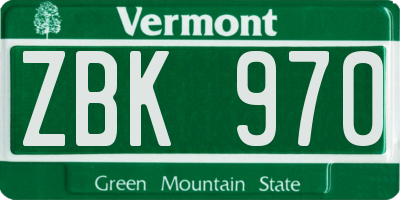 VT license plate ZBK970