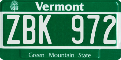 VT license plate ZBK972