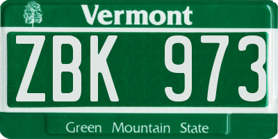 VT license plate ZBK973