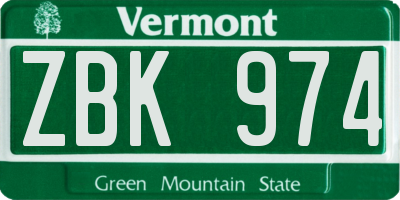 VT license plate ZBK974