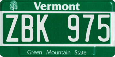 VT license plate ZBK975