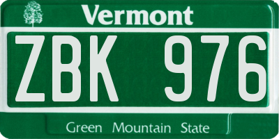 VT license plate ZBK976