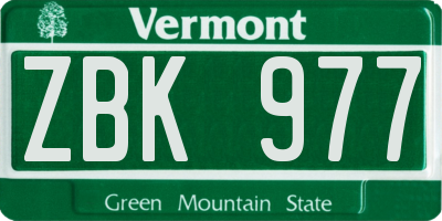 VT license plate ZBK977