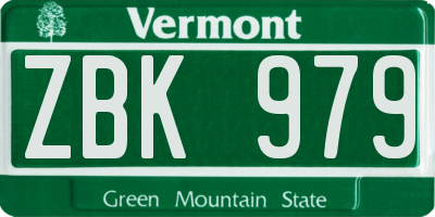 VT license plate ZBK979