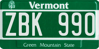 VT license plate ZBK990