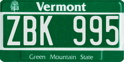 VT license plate ZBK995