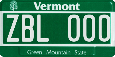 VT license plate ZBL000