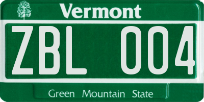 VT license plate ZBL004