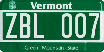 VT license plate ZBL007