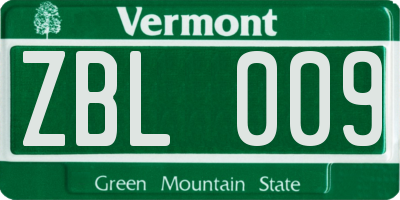 VT license plate ZBL009
