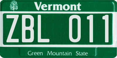VT license plate ZBL011