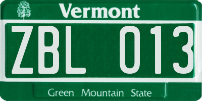 VT license plate ZBL013