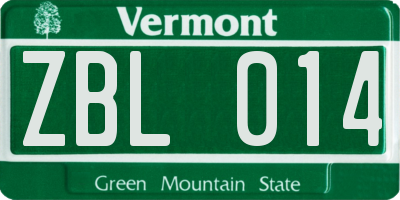VT license plate ZBL014