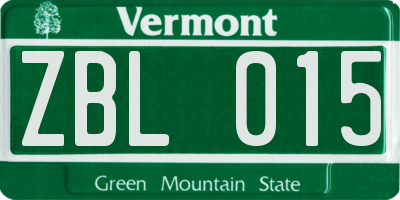 VT license plate ZBL015